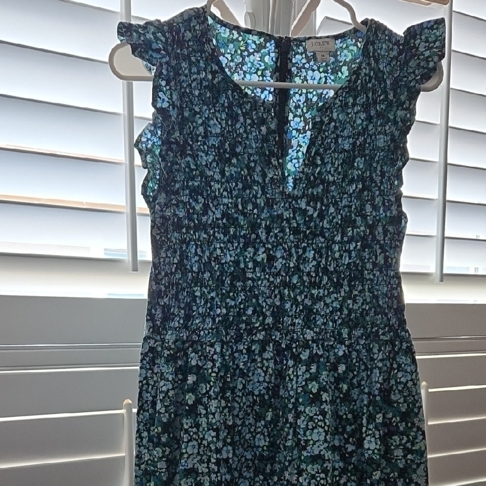 J. Crew Blue Floral Dress with Ruffles
